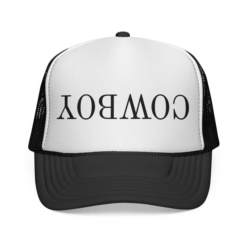 Upside Down COWBOY Trucker Cap | Novelty Western Mesh Hat