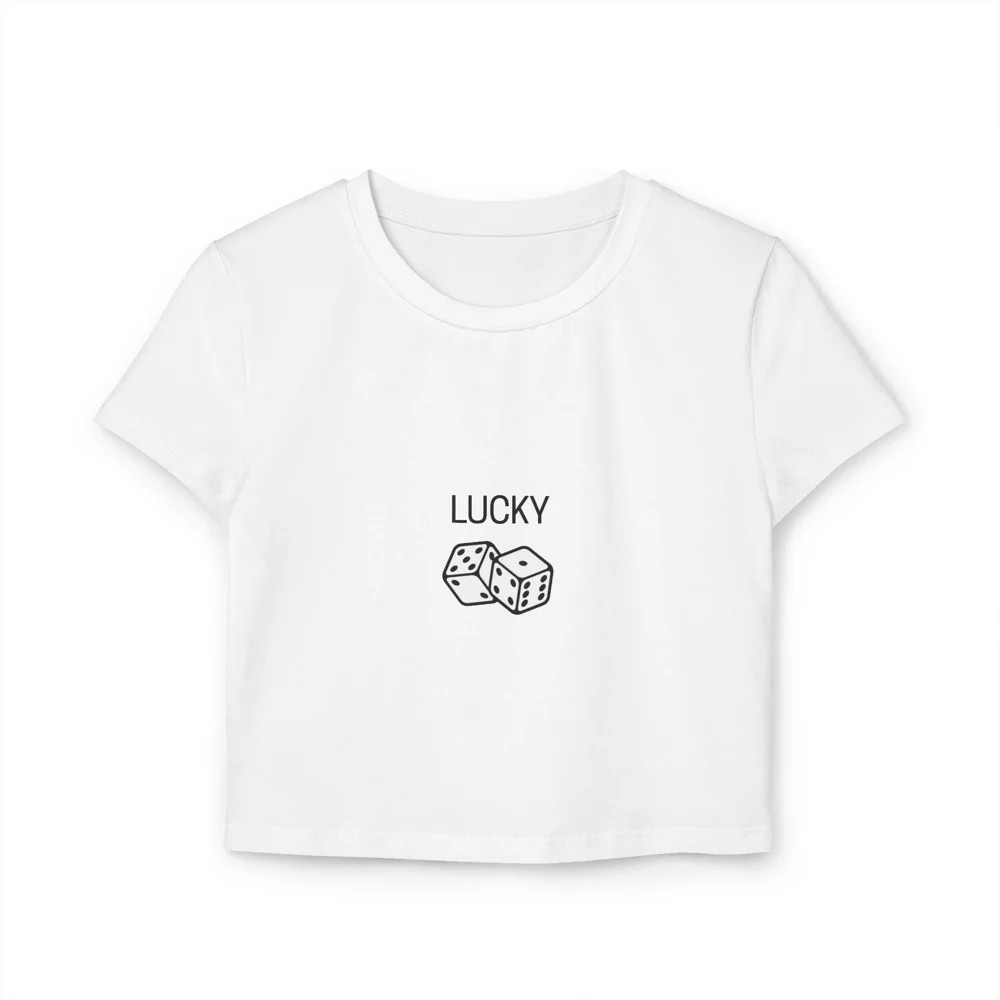 Lucky Dice Cropped Baby Tee | Organic Cotton Slim Fit Graphic Shirt