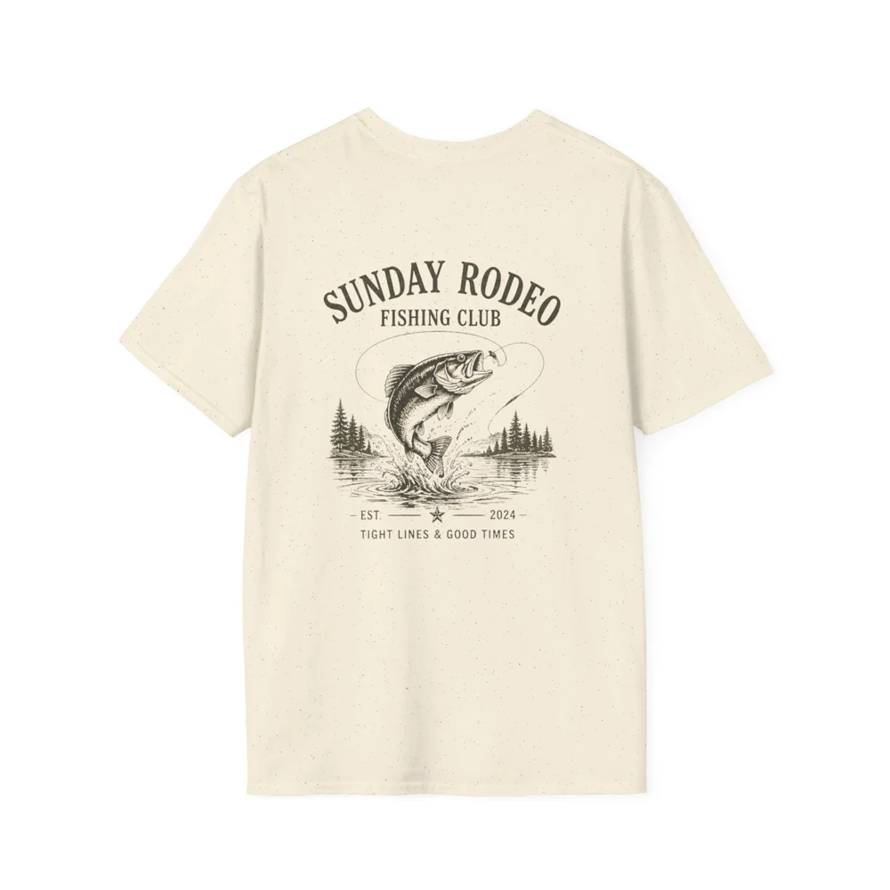 Sunday Rodeo Fishing Club T-Shirt | Small Chest Logo, Vintage Boat Graphic