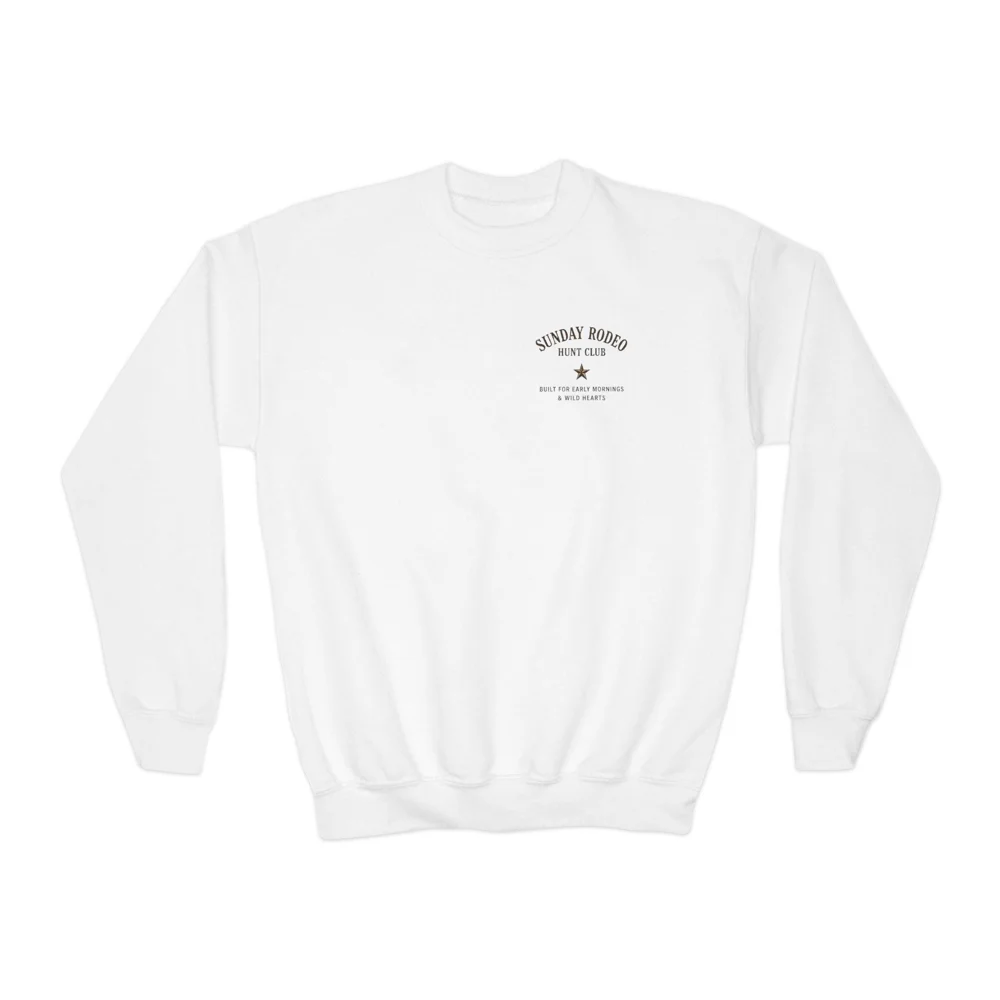 Sunday Rodeo Hunt Club YOUTH Crewneck Sweatshirt | Retriever Dog Hunting Design