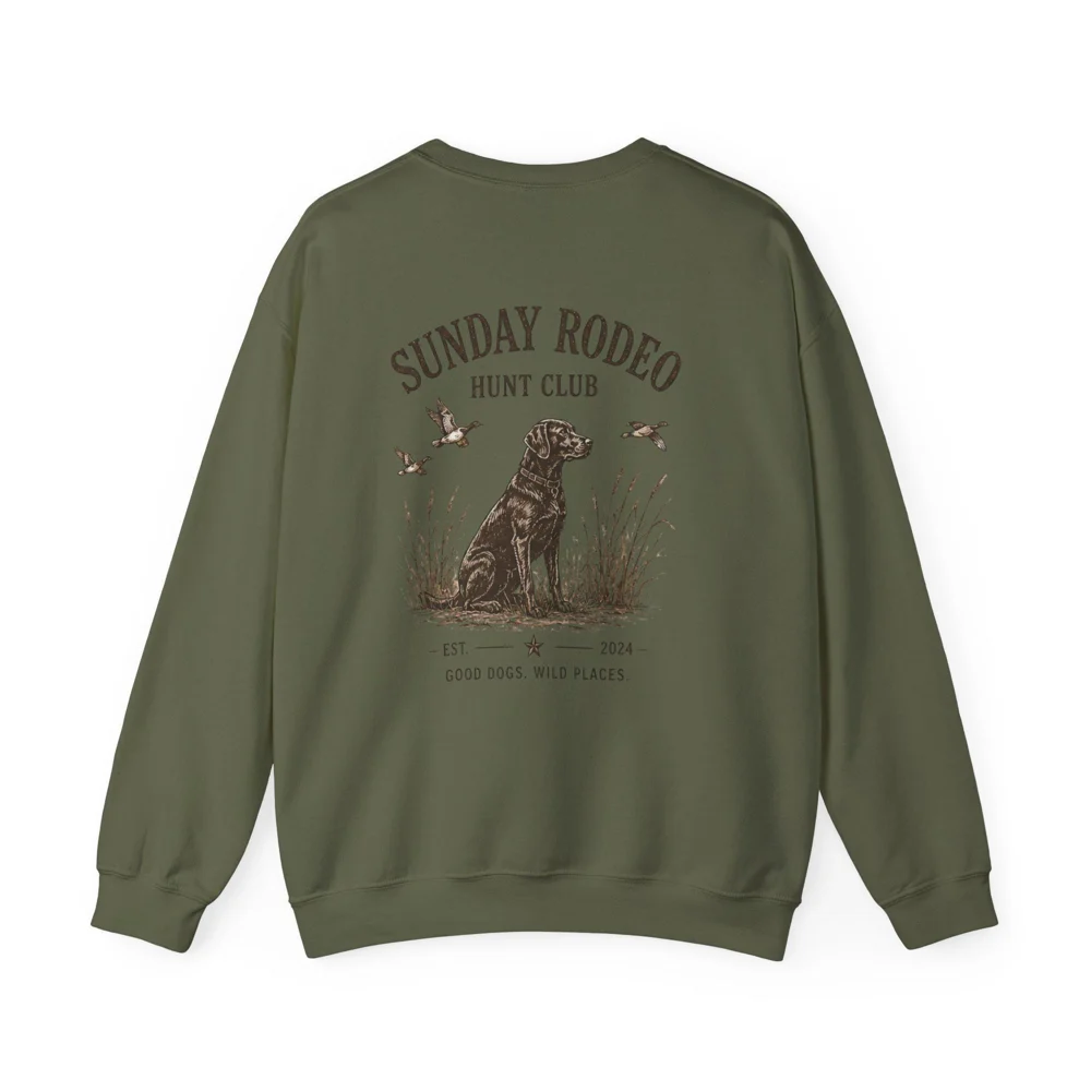 Sunday Rodeo Hunt Club Labrador Graphic Crewneck | Hunting Dog Sweatshirt