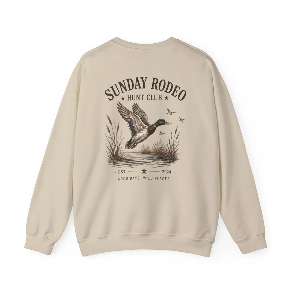 Sunday Rodeo Hunt Club Duck Illustration Crewneck Sweatshirt | Waterfowl Hunting