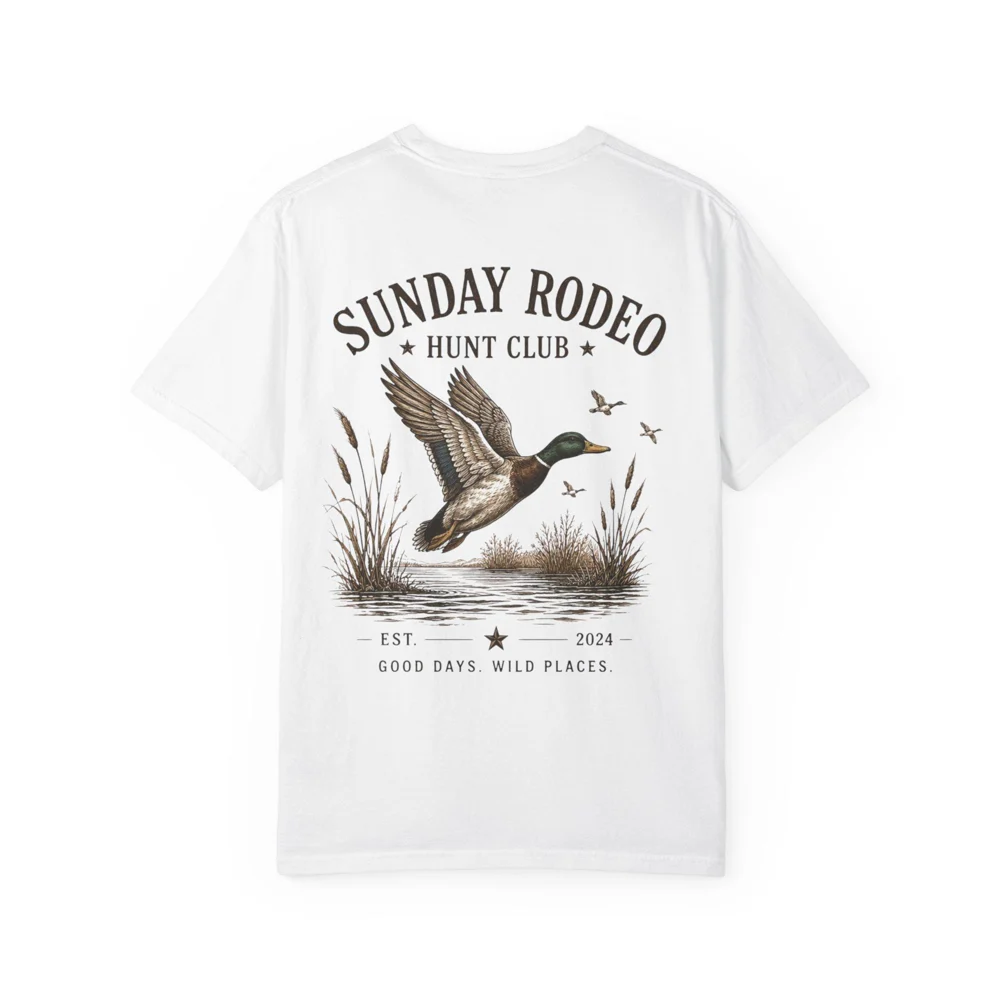 Sunday Rodeo Hunt Club Duck Graphic Tee | Flying Mallard Nature T-Shirt