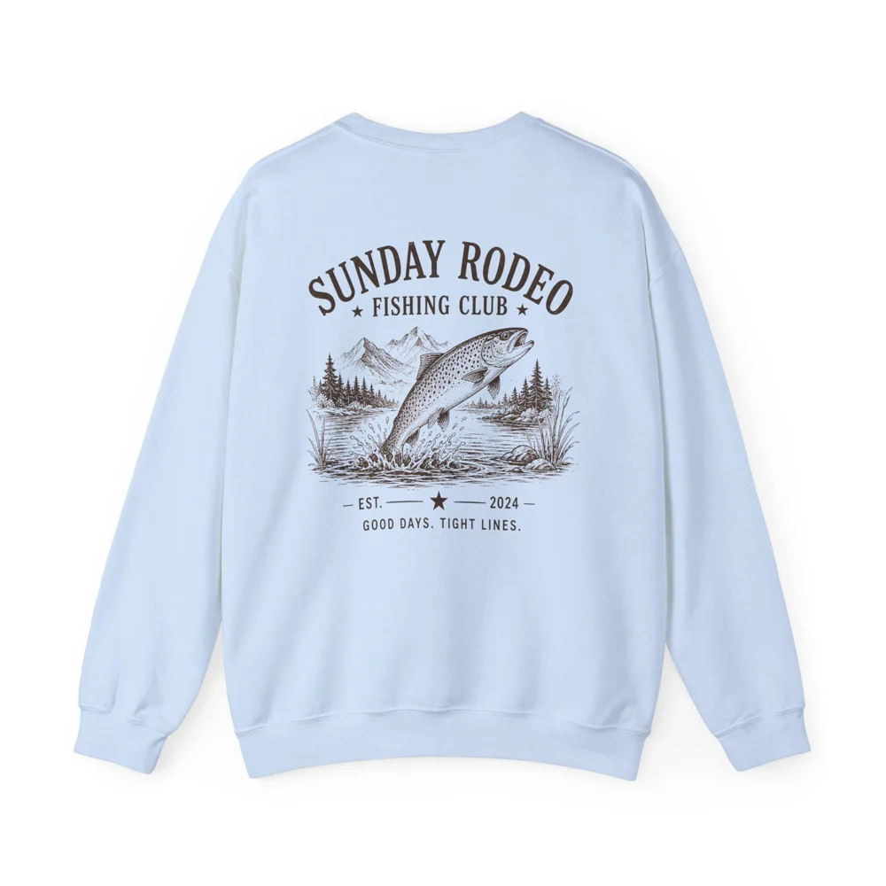 Sunday Rodeo Fishing Club Sweatshirt | Leaping Trout Graphic