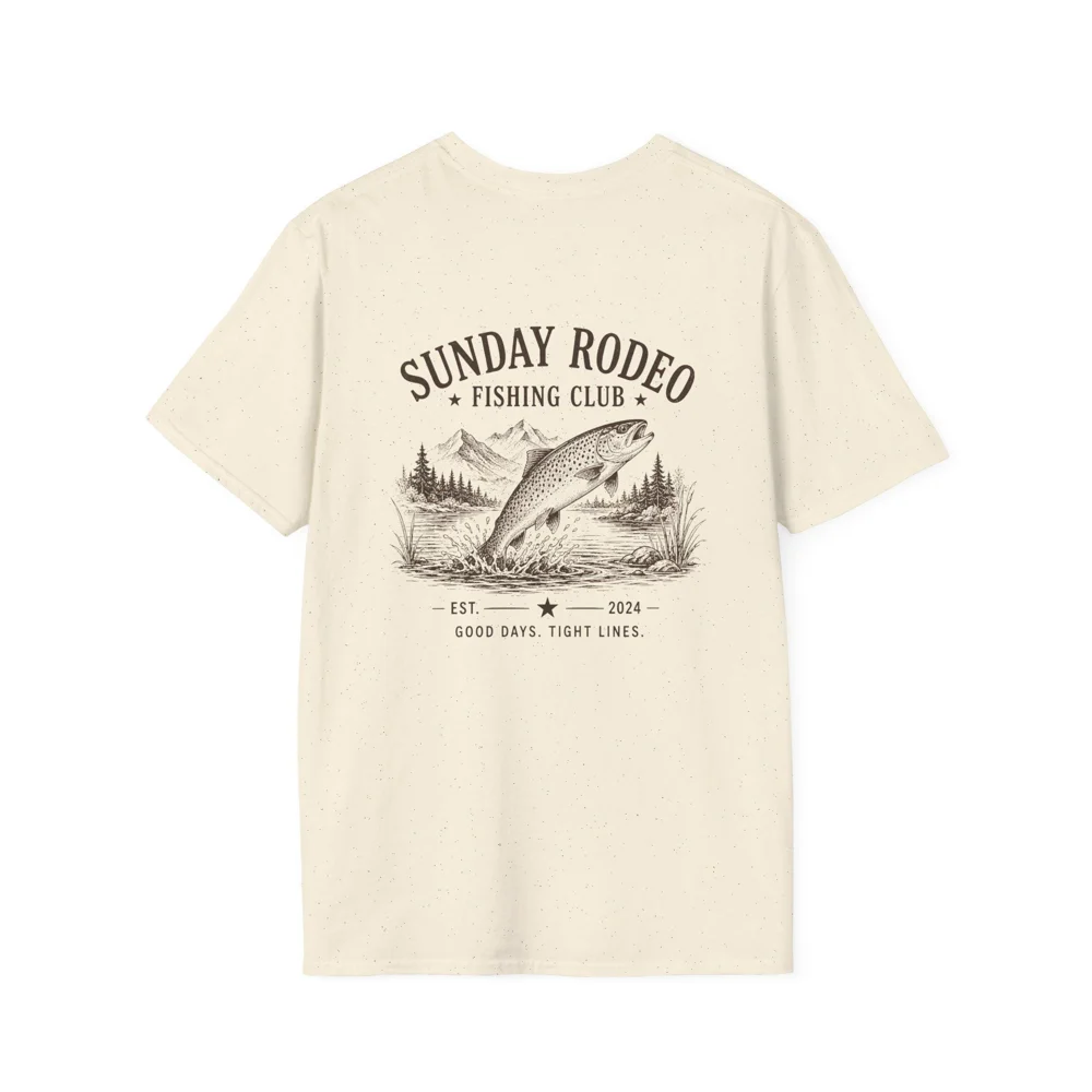 Sunday Rodeo Fishing Club T-Shirt | Small Chest Logo, Fishing Graphic
