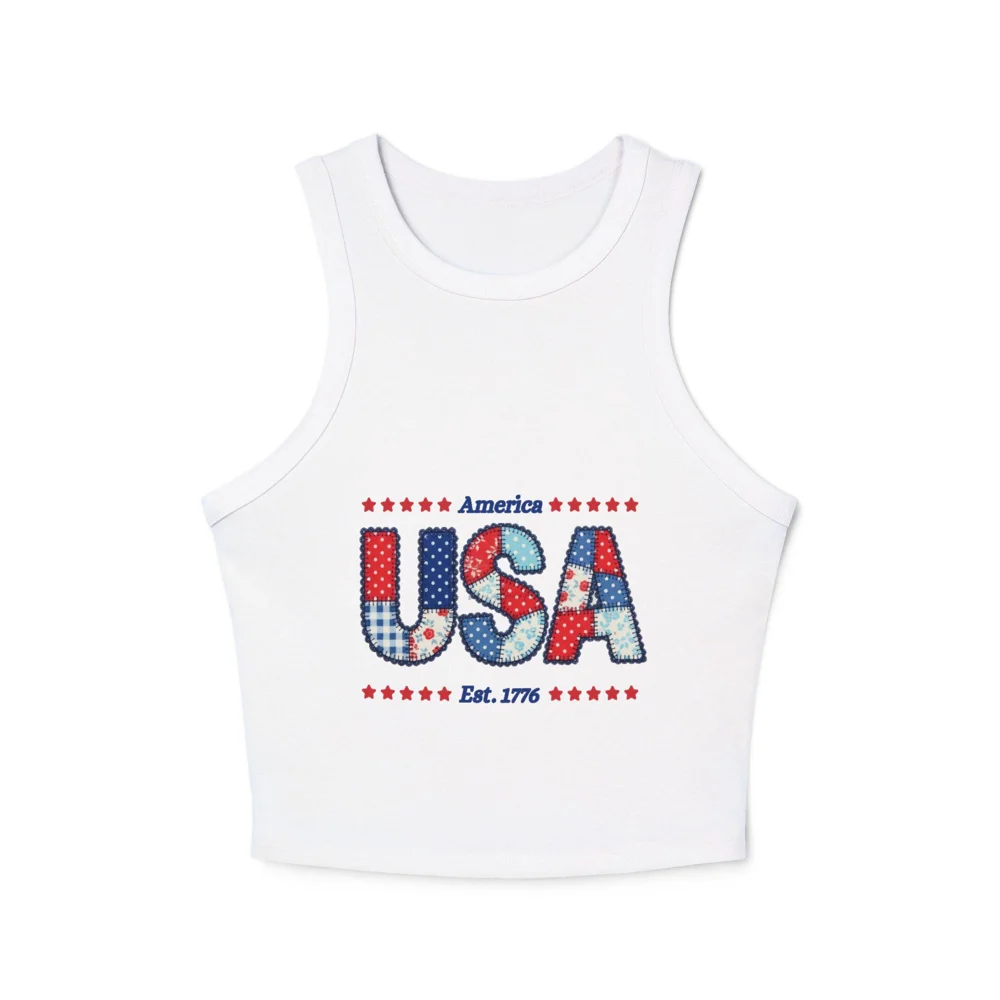 USA Patchwork Flag Tank Top | Patriotic Stars Stripes 4th of July