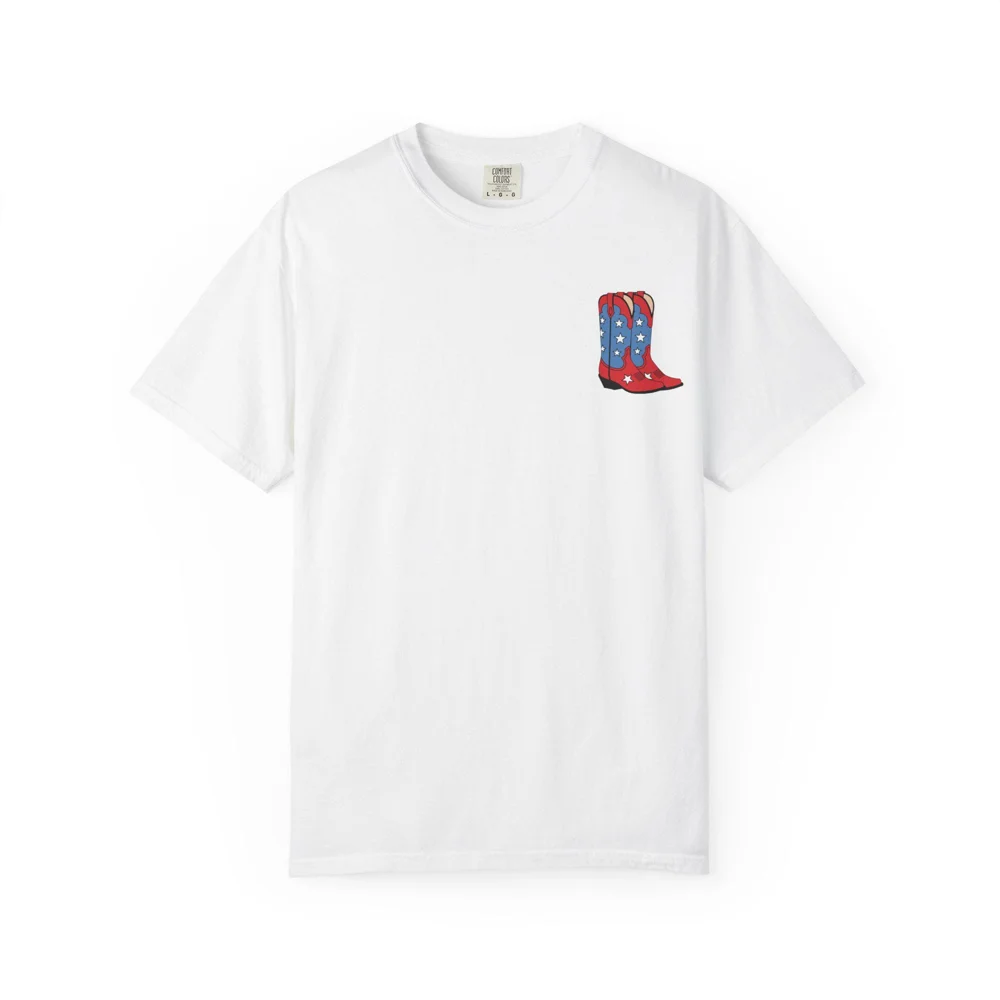 Patriotic Cowboy Boots T-shirt | 1776 USA Stamp Design