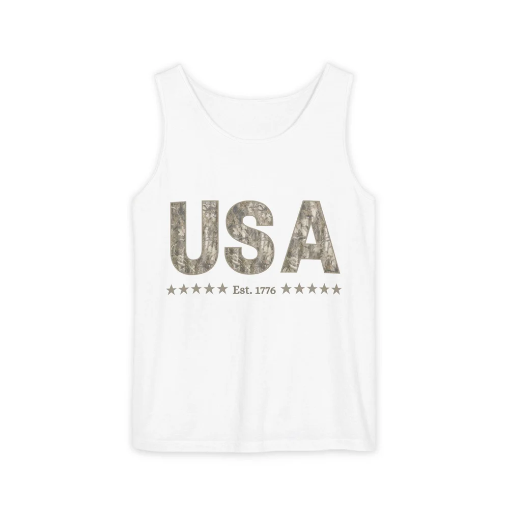 USA Deadwood camo letters tank top | Est. 1776 patriotic tank