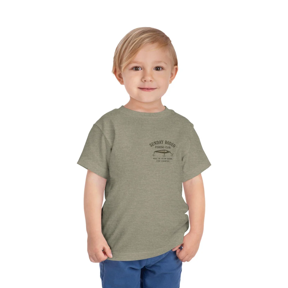 Sunday Rodeo Fishing Club TODDLER Tee | Bass Fish Graphic, Lake Scene