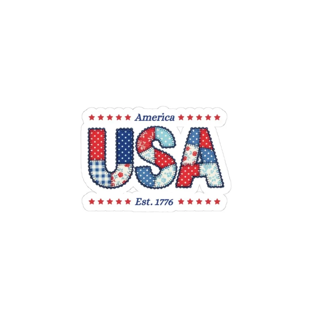 USA Patchwork Sticker | Americana Est. 1776 Patriotic Decal