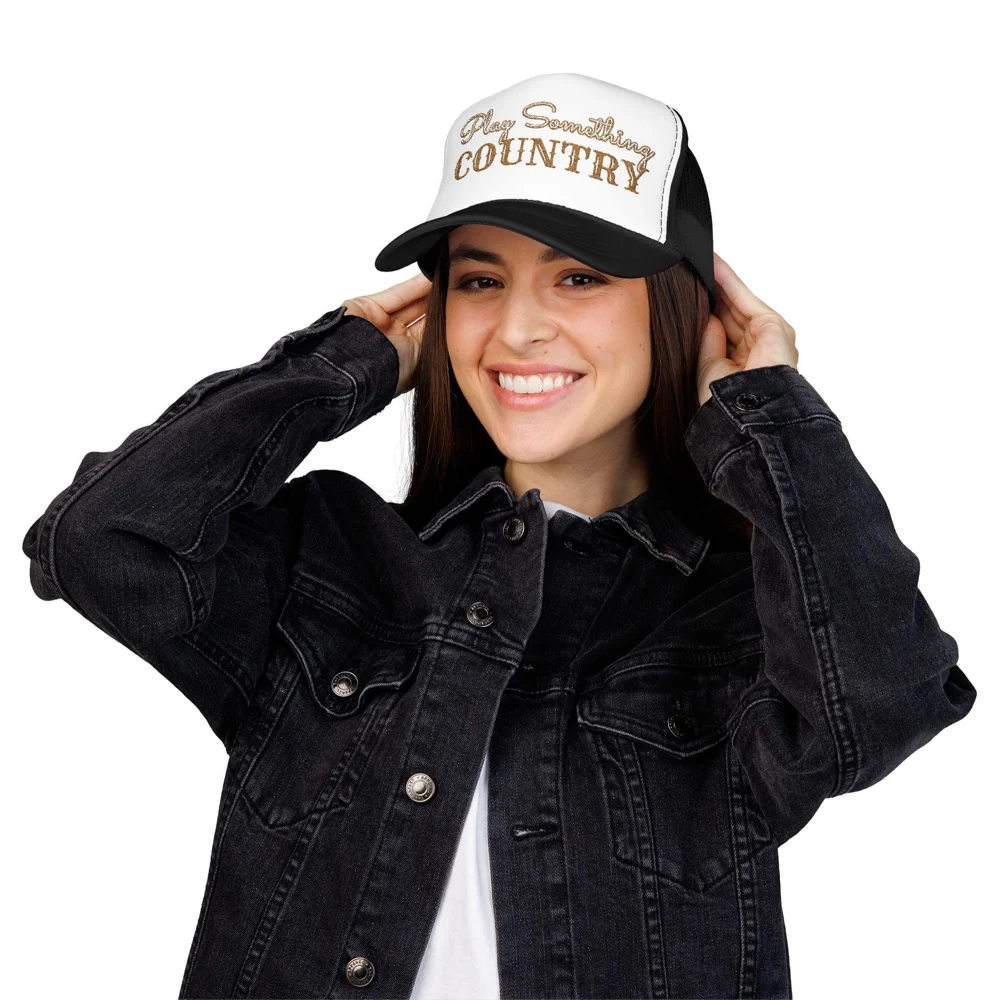 Play Something Country Embroidered Trucker Hat | Country Music Foam Cap