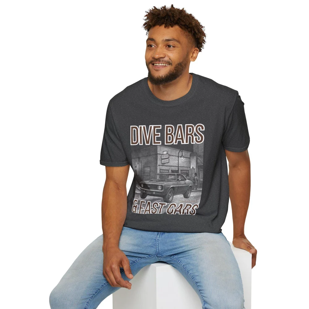 Dive Bars & Fast Cars T-Shirt | Vintage Diner Illustration, Retro Music Scene