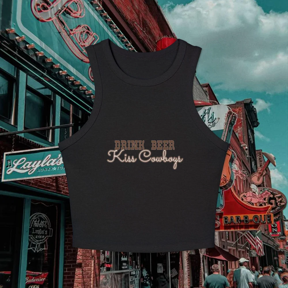Drink Beer Kiss Cowboys tank top | Western cowboy text graphic