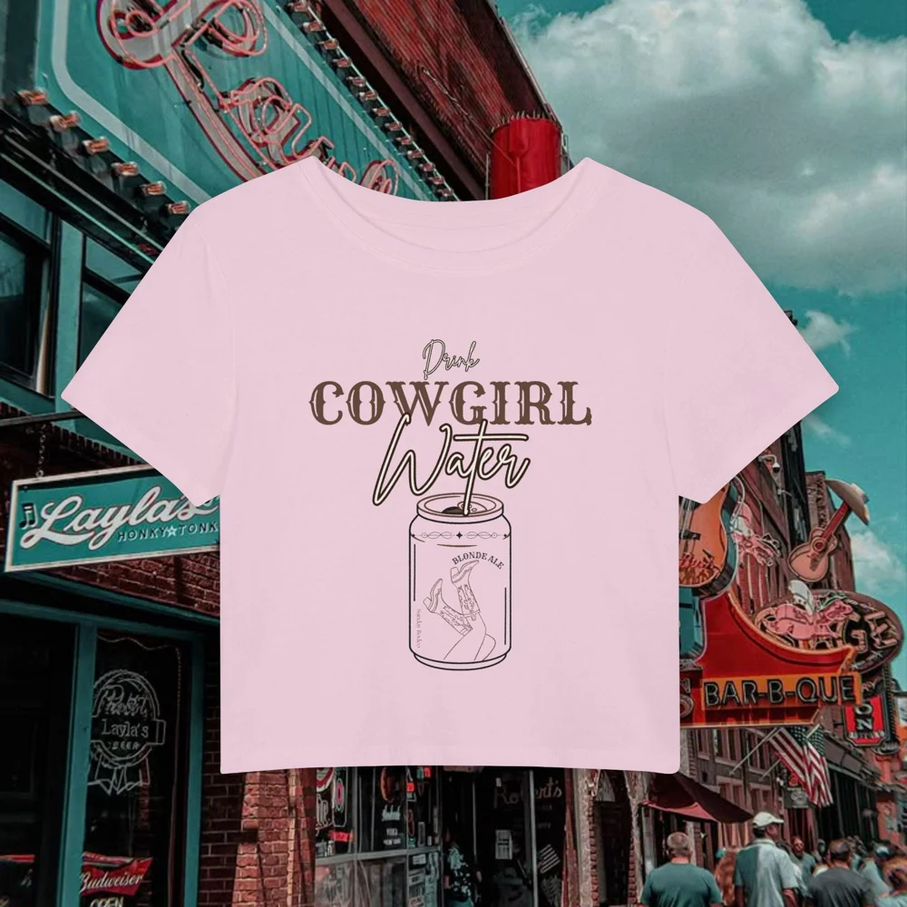 Drink Cowgirl Water jar illustration Baby Tee | Western country graphic crop top