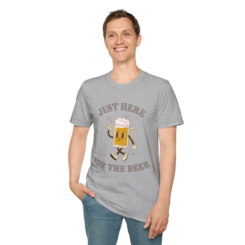 Just Here For The Beer T-Shirt | Beer Mug Cartoon, Bar Drinking Tee