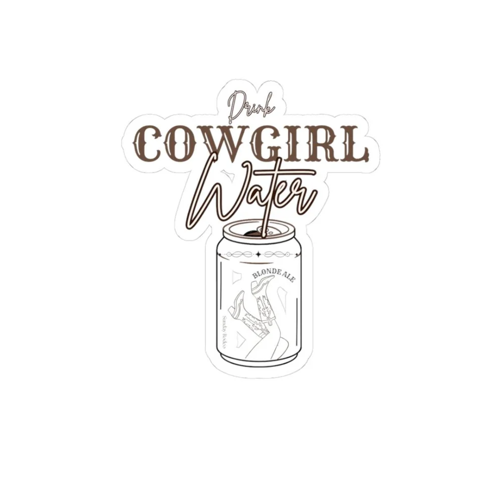 Cowgirl Water Kiss-Cut Sticker | Mason Jar, Western Typography