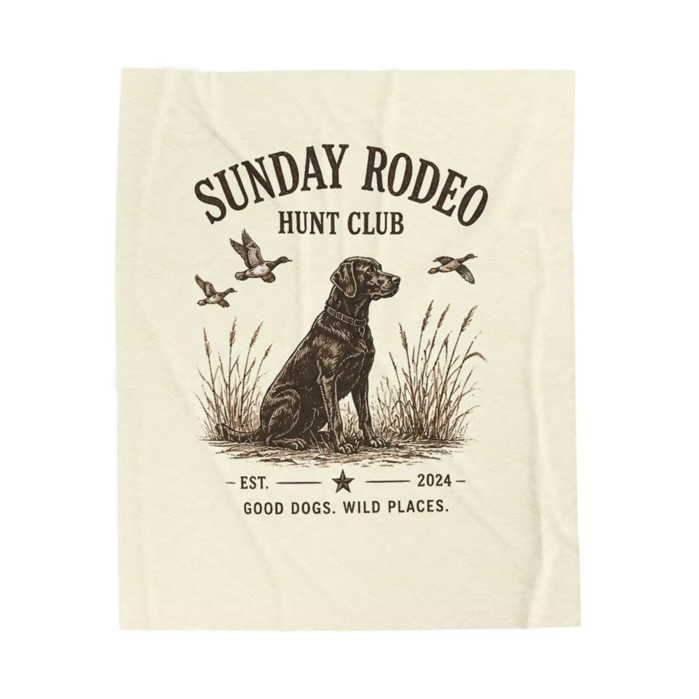 Sunday Rodeo Hunt Club Labrador Dog Blanket | Hunting Duck Retriever Design