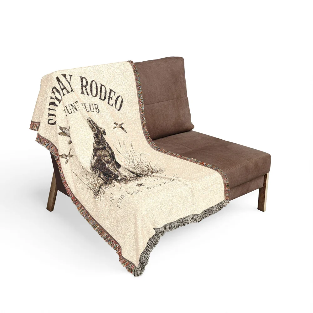 Sunday Rodeo Hunt Club Woven Blanket | Western Cowboy Throw