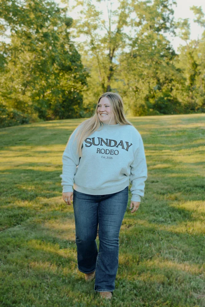 Sunday Rodeo Mock-Neck Sweatshirt | Cotton Blend Fleece Crew Neck Top