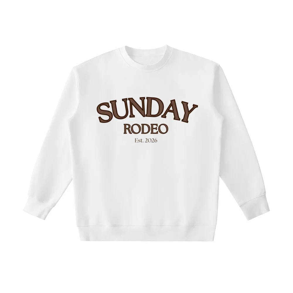 Sunday Rodeo Crewneck Sweatshirt | Heavyweight Cotton Blend Casual Top
