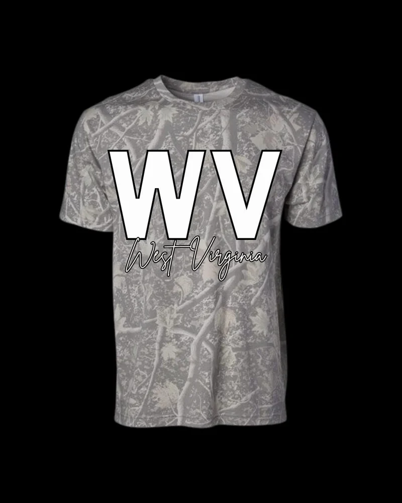WV West Virginia Camo T-Shirt | State Abbreviation Tee