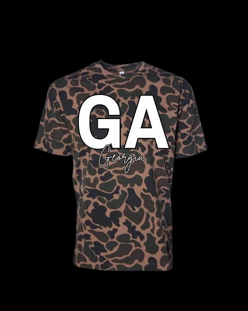 GA Georgia Camo T-Shirt | State Initials Tee