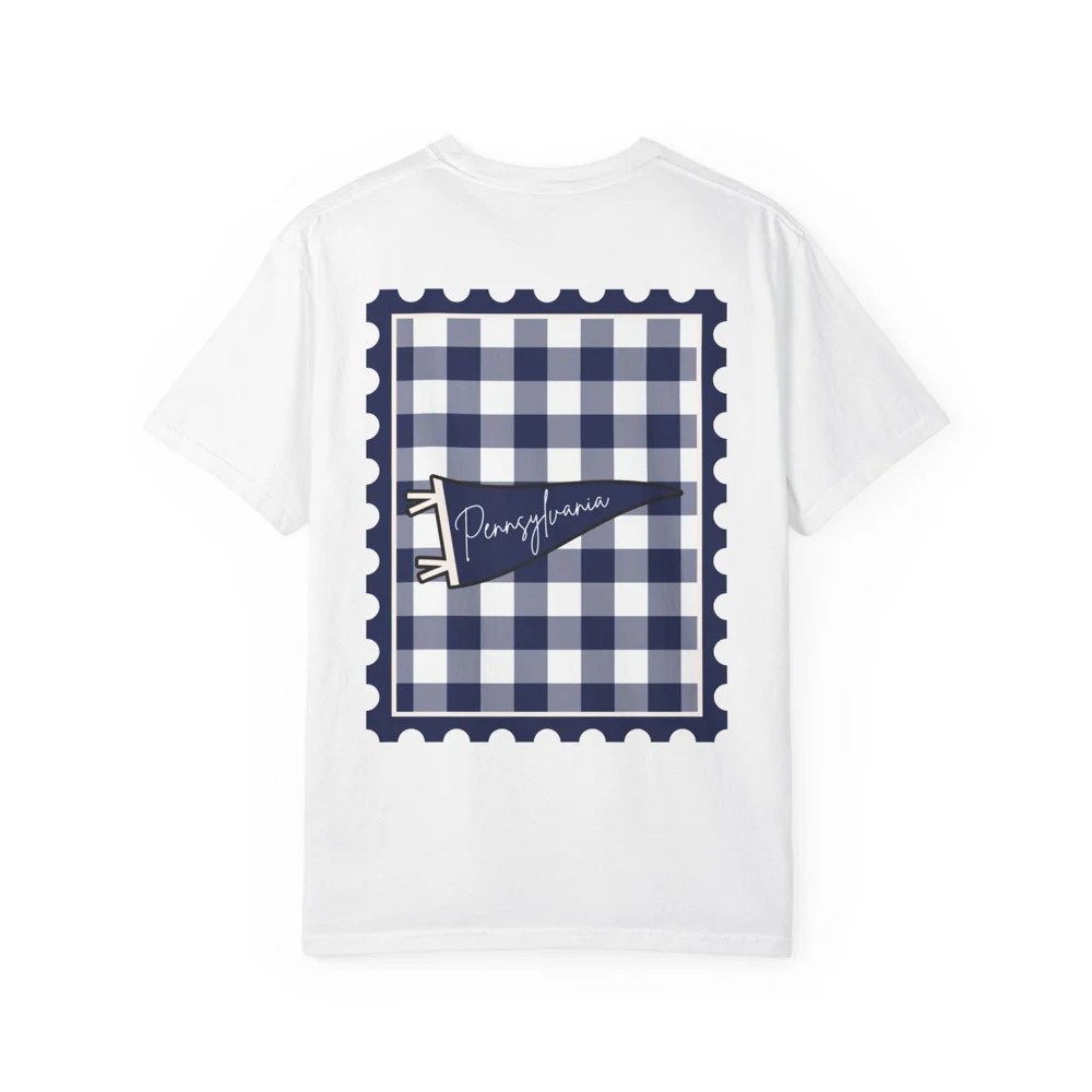 Pennsylvania Pennant Plaid T-shirt | Checkered Stamp Pocket & Back Print