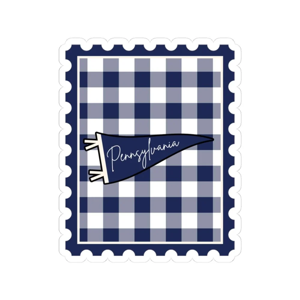 Pennsylvania | Gingham Stamp | Pennant Kiss-Cut Stickers