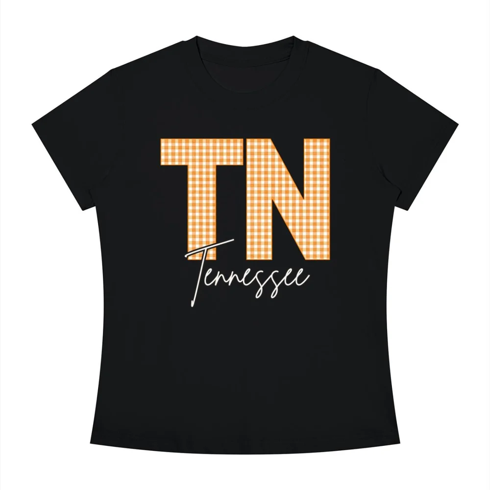 TN | Tennessee | Gingham Design | Women's Slim Fit Crewneck T-Shirt