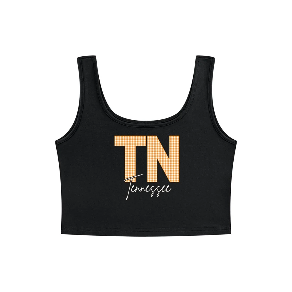TN | Tennessee | Gingham Design | Women's Cropped Tank Top