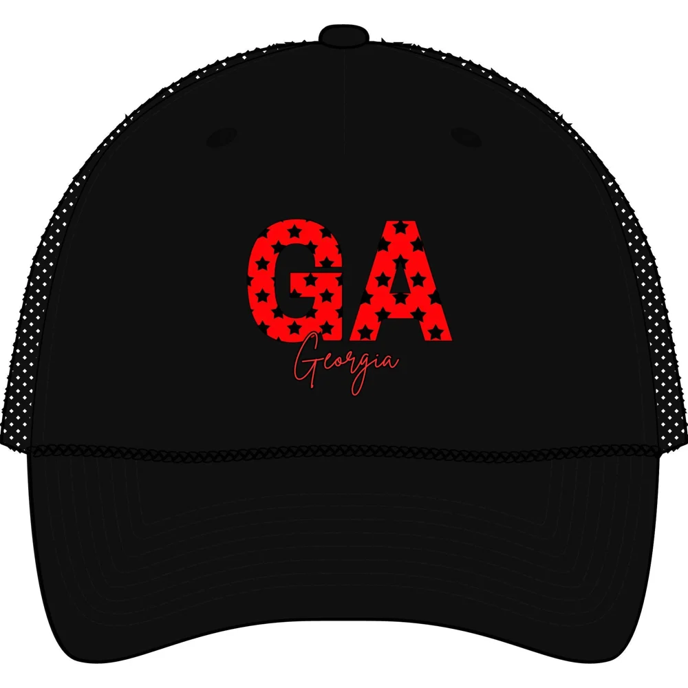 GA Stars Georgia trucker cap | red embroidered state initials