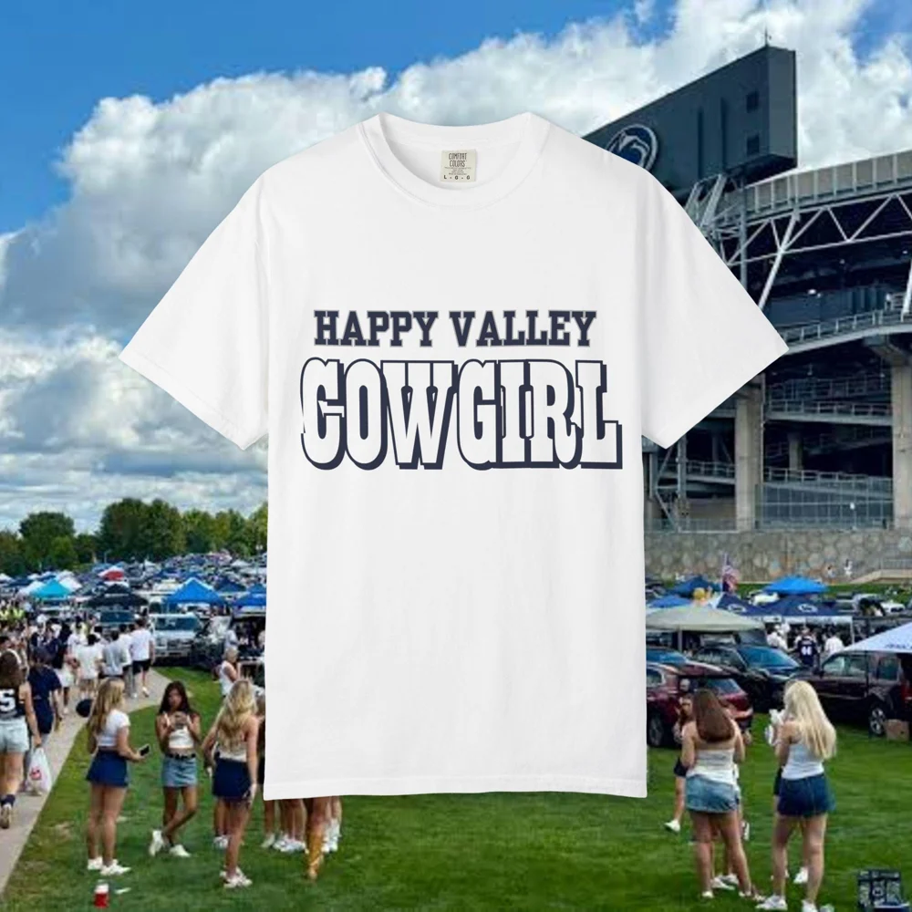 Happy Valley Cowgirl T-shirt | Collegiate Script, Country Western Style