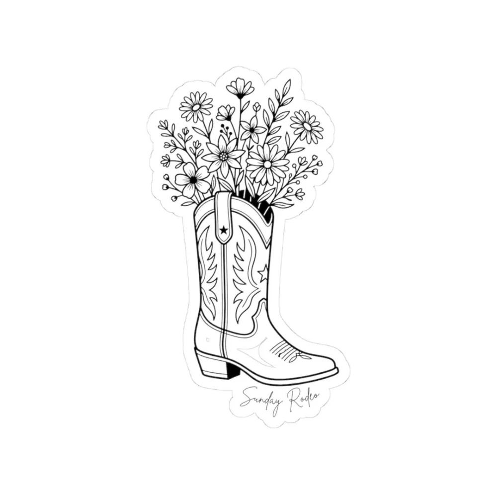 Cowboy Boot with Wildflowers Sticker | Kiss-Cut Sticker