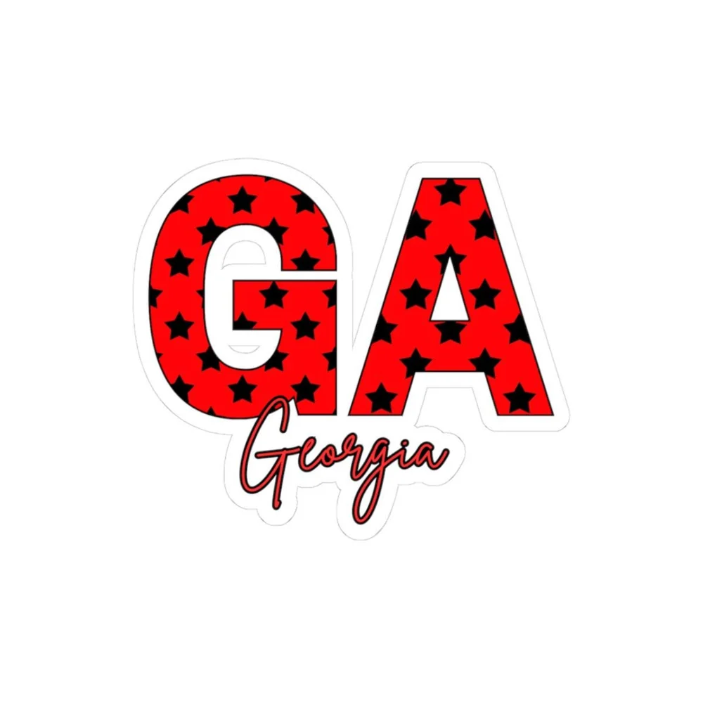 GA Georgia Stars Kiss-Cut Sticker | State Initials, Red Black Star Pattern